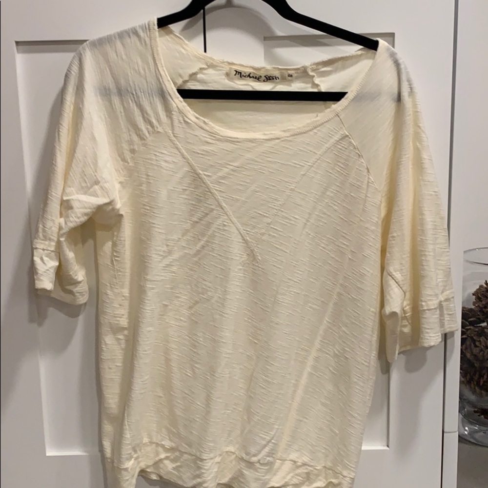 Michae Stars OS cream distressed t shirt